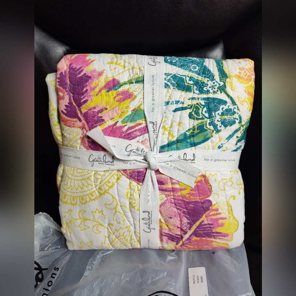 Macy's NWT Greenland Home Fashions Tropics Throw Blanket - Picture 4 of 4